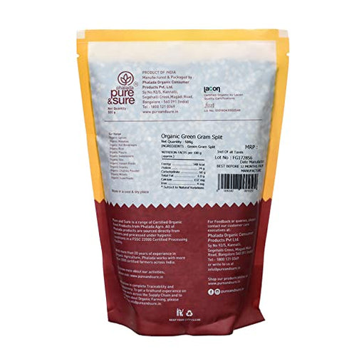 Pure & Sure Green Gram Split Traditional Organic Pulses